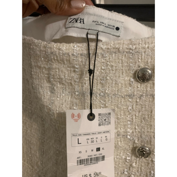 Women Zara Skirt L White Silver - Picture 4 of 5